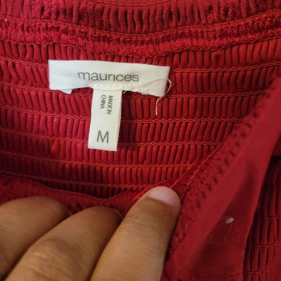 Maurices Red Floral Long Sleeve Midi Peasant Dress With Pockets. Size M - Picture 8 of 8